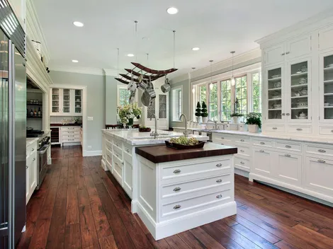 Luxury kitchen with white custom-built cabinetry