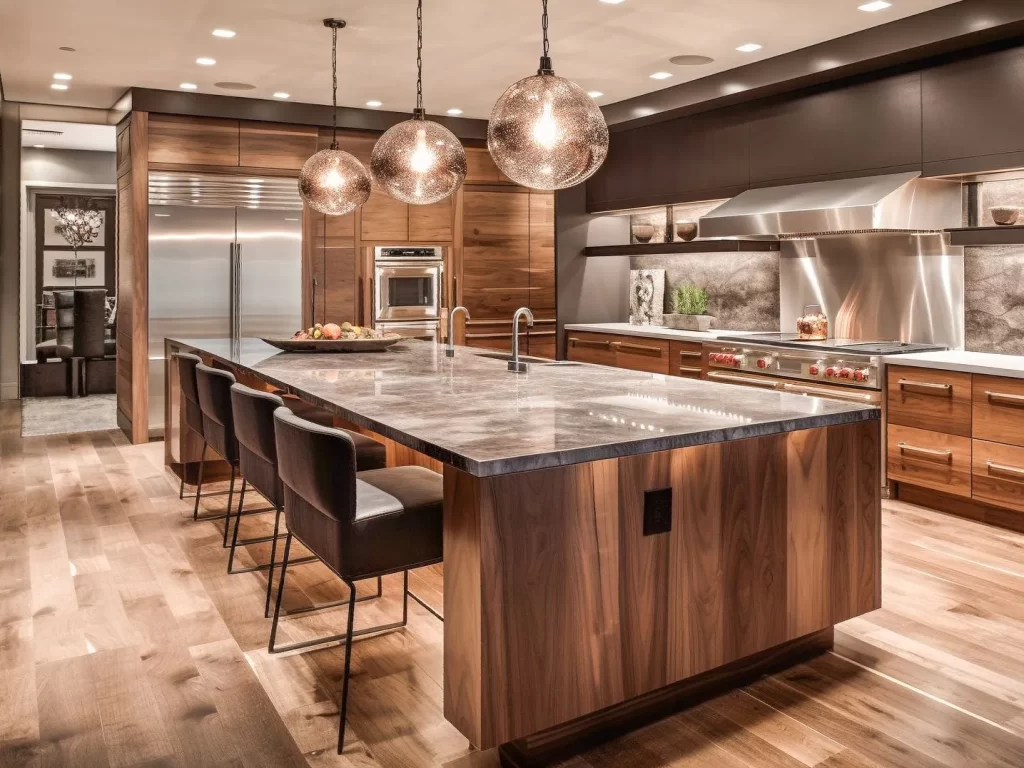 Modern, full-service kitchen with high-quality solid wood custom kitchen cabinets